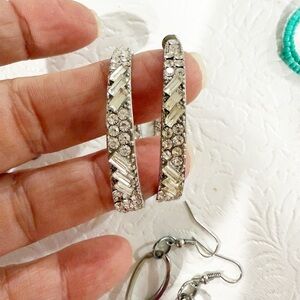 SilverTone Crystal Large Hoop pierced Earrings